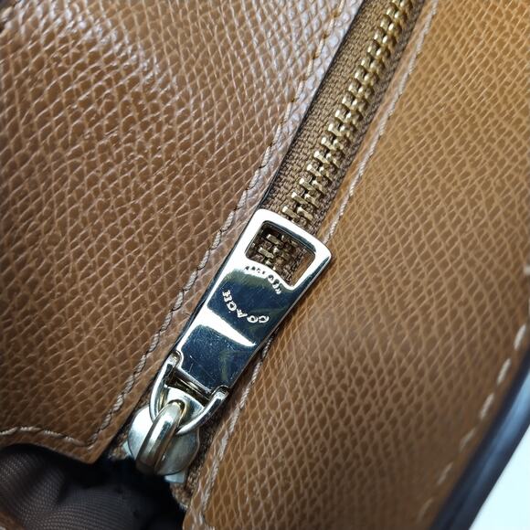 Coach Brown Pebbled Leather Turnlock Double Handles Large Tote Shoulder Bag - Picture 13 of 16